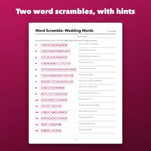 Juegos imprimibles de búsqueda de palabras y sopa de letras para despedida de soltera con claves de respuestas. imagen 3