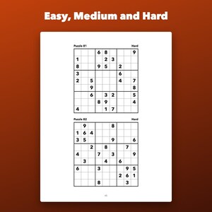 Sudoku imprimible en letra grande para personas mayores, 120 rompecabezas de dificultad fácil a difícil. imagen 3