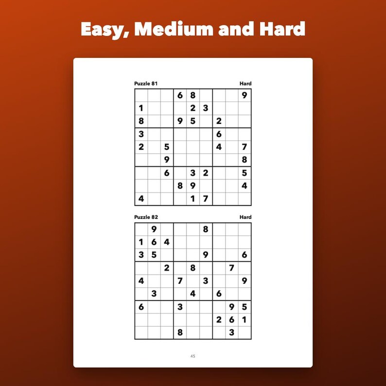 Sudoku imprimible en letra grande para personas mayores, 120 rompecabezas de dificultad fácil a difícil. imagen 3