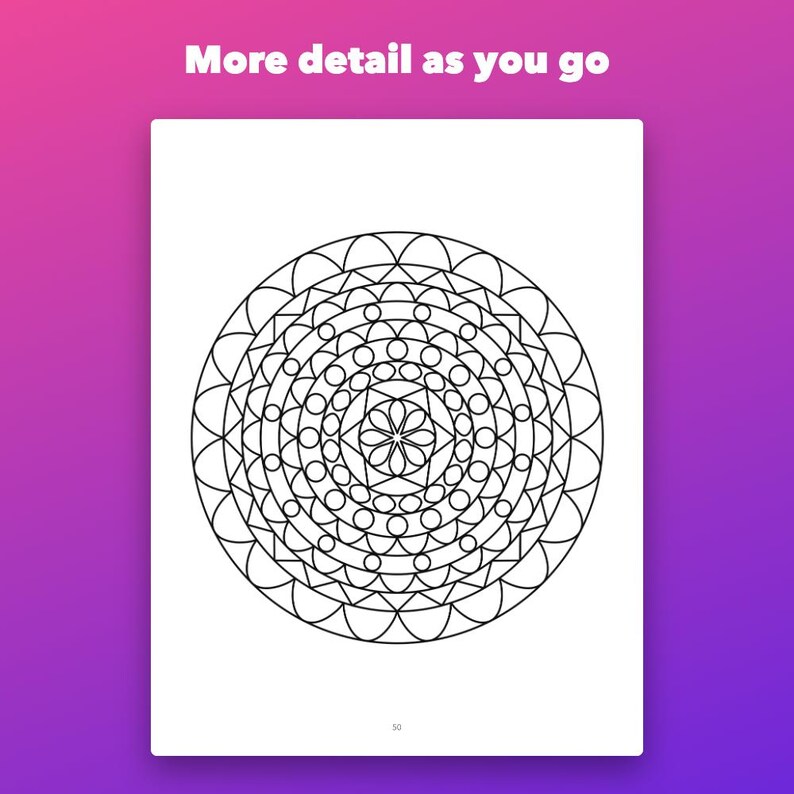Libro para colorear de mandalas fácil de imprimir para adultos, 50 diseños de líneas gruesas. imagen 4