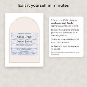Modern Minimalist Wedding Template Bundle, Editable Invitation, Menu, Seating Chart, Signs image 3