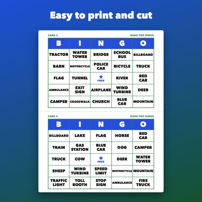 Road Trip Bingo Printable Car Game for Kids, 30 Different Cards zdjęcie 4
