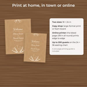 Rustiek kraftpapier welkomstbord voor bruiloft, bewerkbaar PDF-poster (18x24 inch) afbeelding 4