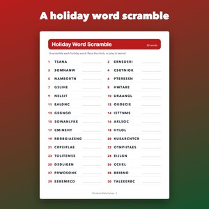 Christmas Party Games Printable for Family and Office, Trivia and Word Scramble image 2