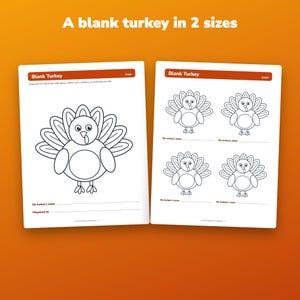 Turkey Disguise Template Printable, 2 Blank Sizes, 6 Costumes, Thanksgiving School Craft image 2