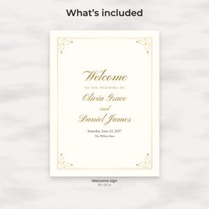 Classic Gold Wedding Welcome Sign Template, Editable 18x24 PDF Poster image 2