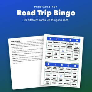 Road Trip Bingo Printable Car Game for Kids, 30 Different Cards zdjęcie 1
