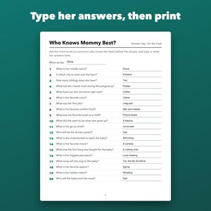Who Knows Mommy Best Baby Shower Game Printable, Fillable Mom to Be Quiz image 3