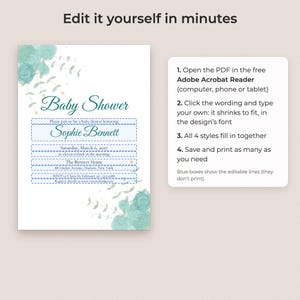 Baby Shower Invitation Template, Editable Gender Neutral PDF in 4 Styles image 3