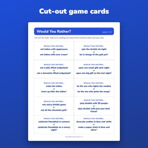 Hanukkah Party Games Printable for Family, Trivia, Dreidel Score Sheet and Word Scramble image 4