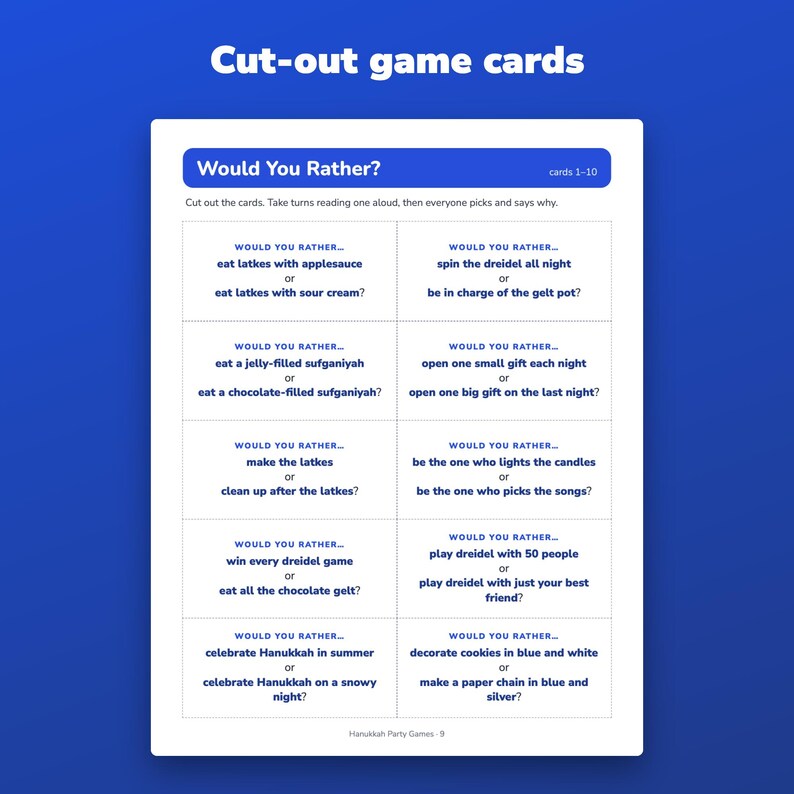 Hanukkah Party Games Printable for Family, Trivia, Dreidel Score Sheet and Word Scramble image 4