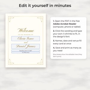 Classic Gold Wedding Welcome Sign Template, Editable 18x24 PDF Poster image 3