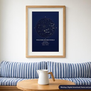 Star map print in a framed scene, example design (mockup)