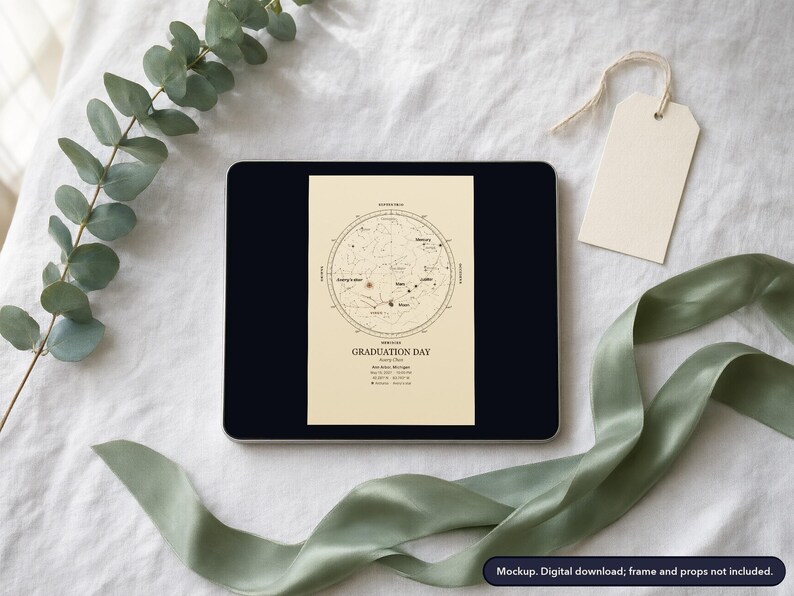 Star map print, example design (mockup)