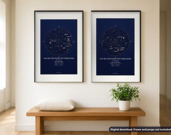 Individuell gestaltetes Sternenkarten-Set für zwei Personen, personalisierte Nachthimmel-Drucke (digitaler Download)