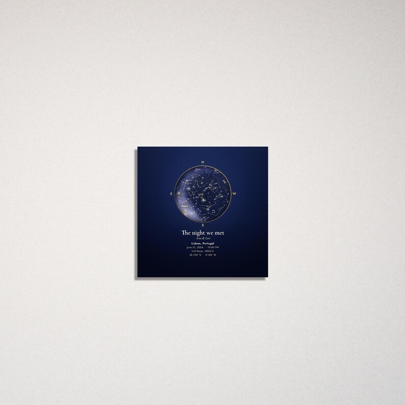 Aluminum star map print in a bright room scene (digitally created room)