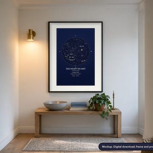 Star map print in a framed scene, example design (mockup)