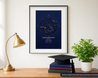 Custom Graduation Star Map Print, The Sky the Day You Graduated, Grad Gift for Her or Him, Personalized Night Sky (Digital Download)