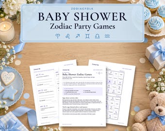 Jogo de Chá de Bebê do Zodíaco para Imprimir, Cartão de Lembrança para Escolher o Signo, 30 Cartelas de Bingo, PDF em Tamanhos Carta e A4