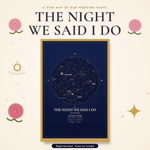 Star map poster, example design with names, date and place (digital download)