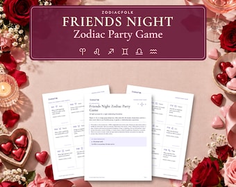 Freundeabend-Sternzeichen-Partyspiel zum Ausdrucken, 36 Freundschaftsgesprächskarten, Brief- und A4-PDF