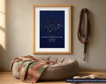 Mapa estelar personalizado para la adopción de mascotas, lámina del cielo nocturno del Día de la Adopción, regalo personalizado (descarga digital)