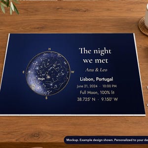 Landscape view of the star map jigsaw puzzle mockup on a table. Props not included.