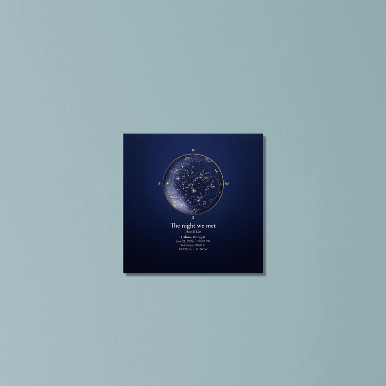 Aluminum star map print in a kitchen scene (digitally created room)
