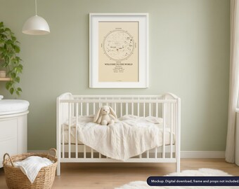 Custom Baby Star Map Print, Night You Were Born, Personalized Nursery Art (Digital Download)