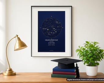 Individuell gestalteter Sternenkarten-Druck zur Abschlussfeier, Der Himmel an Ihrem Abschlusstag (Digitaler Download)