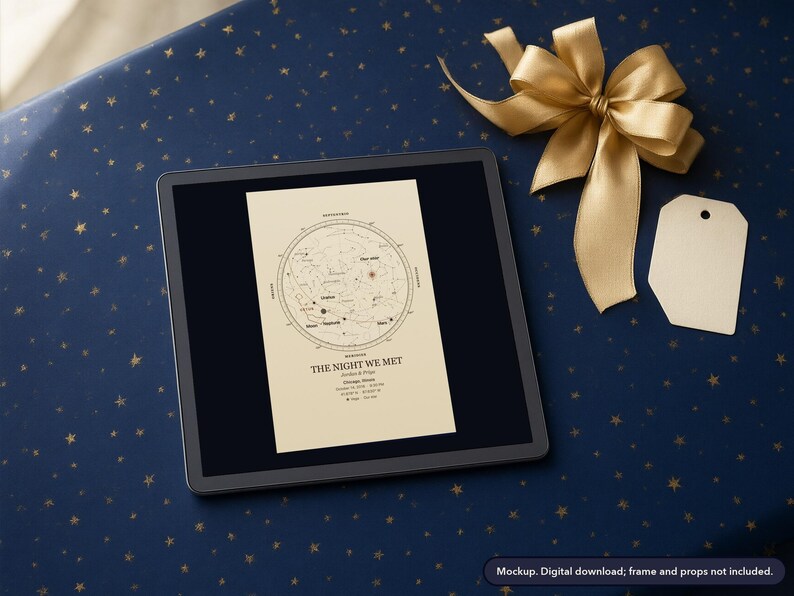 Star map print, example design (mockup)