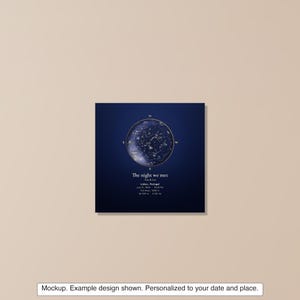 Aluminum star map print on a wall, example design (mockup, digitally created room)