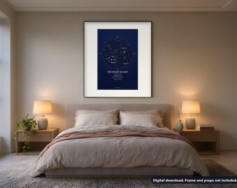 Sternenkarte „Die Nacht, in der wir uns kennenlernten“, Jahrestagsgeschenk, Konstellationskarte zum Verlobungsdatum (Digitaler Download)