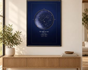 Personalized Framed Star Map Print 12x18, Your Date and Place in the Night Sky, Wall Art