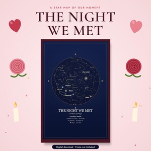The Night We Met star map poster, example design with names, date and place (digital download)