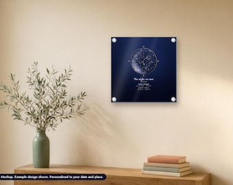 Personalized Star Map Acrylic Print, Night Sky by Date and Place, Anniversary or Wedding Gift, 12x12 Glossy Wall Art