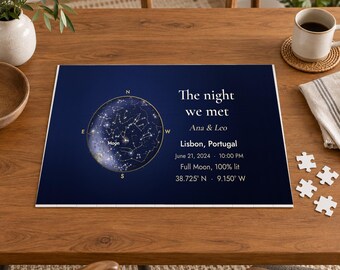 Personalized Star Map Jigsaw Puzzle, 252 Pieces, Night Sky by Date and Place, Wedding Gift