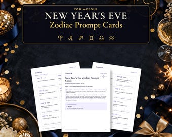 Druckbare Sternzeichen-Ideenkarten für Silvester, 48 lustige Ideen, PDF im Letter- und A4-Format