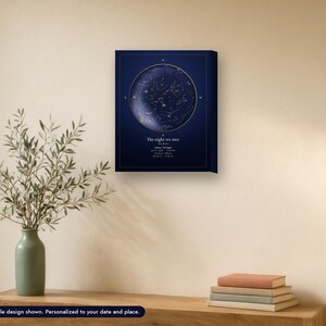 Canvas star map print, Midnight Atlas look, 11 x 14 in, example design (mockup)