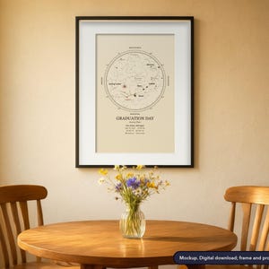 Star map print in a framed scene, example design (mockup)