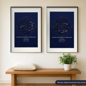 Individuell gestaltetes Sternenkarten-Set (2 Stück), passende Nachthimmel-Drucke für Paare, zwei Dates, zwei Himmel, personalisiertes Jahrestagsgeschenk (digitaler Download)