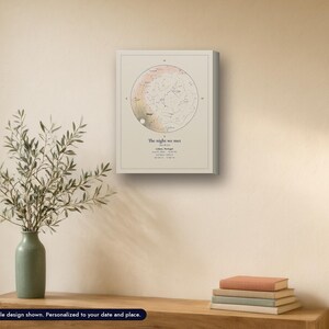 Canvas star map print, Cream Atlas look, 11 x 14 in, example design (mockup, digitally created room) Props not included.