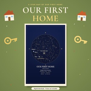 Star map poster, example design with names, date and place (digital download)