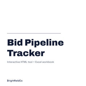 Bid Pipeline Tracker, GovCon Pipeline Management, Bid No Bid Scorecard, Interactive HTML + Excel, Capture Tool
