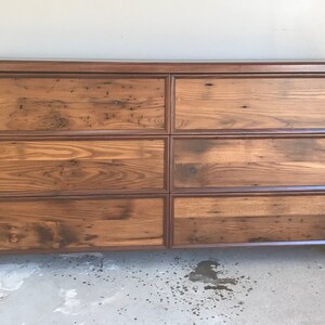 Chestnut and walnut 6 drawer dresser.