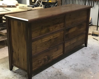 Chestnut and walnut 6 drawer dresser.