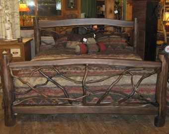 Rustic, Hand Crafted Bed Made With Reclaimed Wood and Mountain Laurel