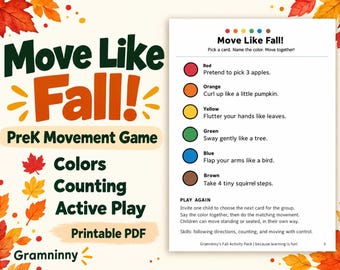 Bewegungsspiel für Vorschulkinder im Herbst: Farben, Zählen, aktives Spielen (PDF-Download)
