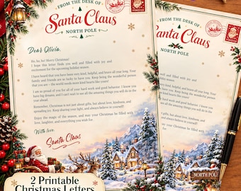 Plantilla de carta a Papá Noel, carta navideña editable en Canva, carta personalizada del Polo Norte para niños, imprimible de Papá Noel