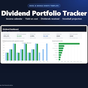 Spreadsheet voor het bijhouden van dividendportefeuilles, inkomstenkalender, rendement op investering (Excel/Google Sheets)